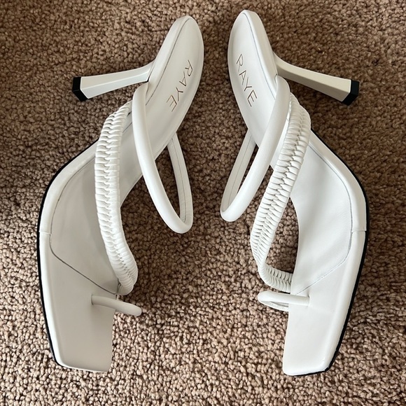 NIB Raye Harmony Square Toe Strappy Braided Heel in White - Picture 5 of 9